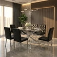 thumbnail image 1 of Sumdeal 7-Piece Dining Table and Chair Set, for Six, Modern Kitchen Table, Tempered Glass Tabletop, Six Ergonomic PU Leather Chairs, Suitable for Family Dining Rooms, Restaurants, and Banquet Halls, 1 of 9