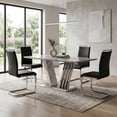 thumbnail image 1 of Sumdeal 70'' Faux Marble Dining Table Set for 4 with Black PU Leather Dining Chairs, Modern Rectangular Marble Kitchen Table and Chairs Set with Stainless Steel Base, 1 of 8