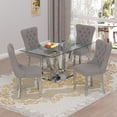 thumbnail image 1 of Sumdeal 70" Luxury Glass Dining Table Room Set for 4,Modern Rectangle Dining Room Table with 4 Velvet Gray Dining Chairs with Silver Leg, 1 of 7