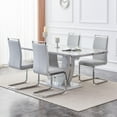 thumbnail image 1 of Sumdeal 71"Big Long Morden Faux Marble Dining Room Table Set for 4,Gray Dining Table Set for 4,5 Piece Rectangle Dining Table Set &4 Pu Leather Upholstered Chairs Ideal (Light Gray, Set of 4), 1 of 10