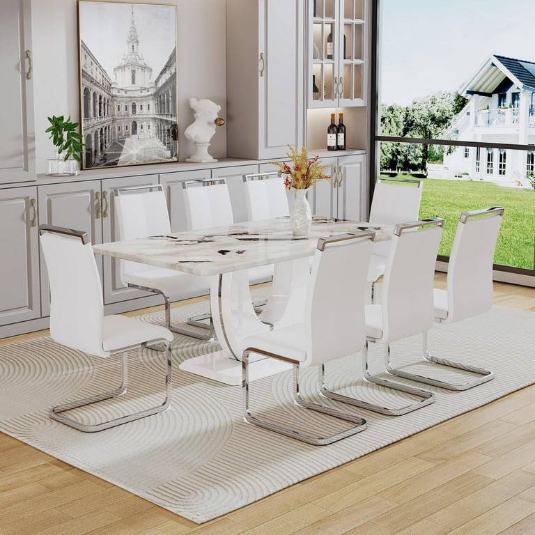 Big white dining table discount