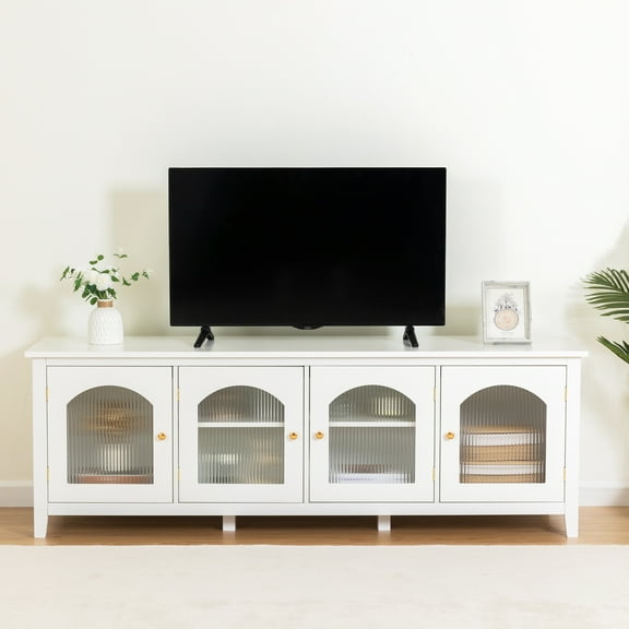 Sumdeal 71-Inch Spacious TV Stand with Storage,Antique White