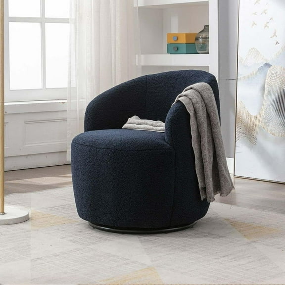 Sumdeal Club Swivel Barrel Chair Chair, Round Accent Sofa Chair, Modern Leisure Arm Chair for Nursery, Living Room, Hotel, Bedroom, Office, Darkblue set of 2