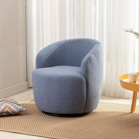Sumdeal Club Swivel Barrel Chair Chair, Round Accent Sofa Chair, Modern Leisure Arm Chair for Nursery, Living Room, Hotel, Bedroom, Office, Light blue