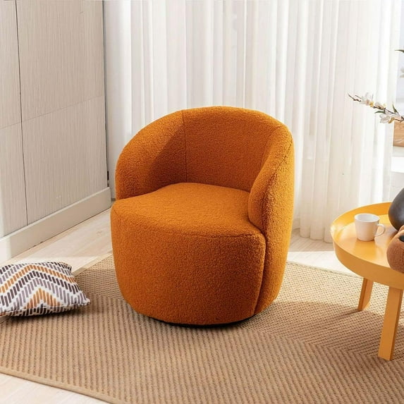 Sumdeal Club Swivel Barrel Chair Chair, Round Accent Sofa Chair, Modern Leisure Arm Chair for Nursery, Living Room, Hotel, Bedroom, Office, Orange set of 2