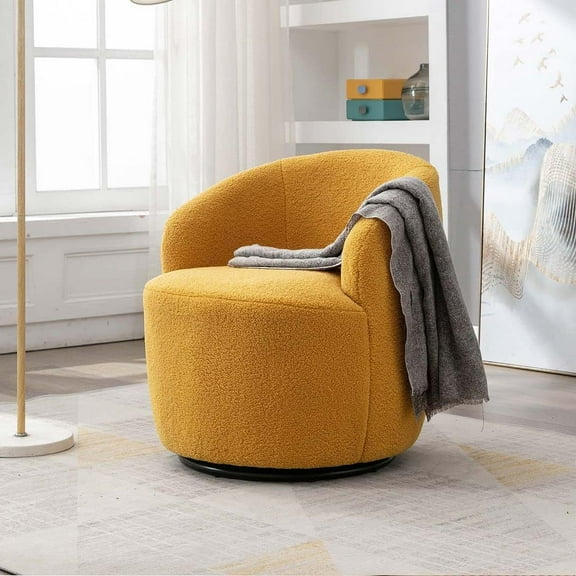 Sumdeal Club Swivel Barrel Chair Chair, Round Accent Sofa Chair, Modern Leisure Arm Chair for Nursery, Living Room, Hotel, Bedroom, Office, Yellow set of 2
