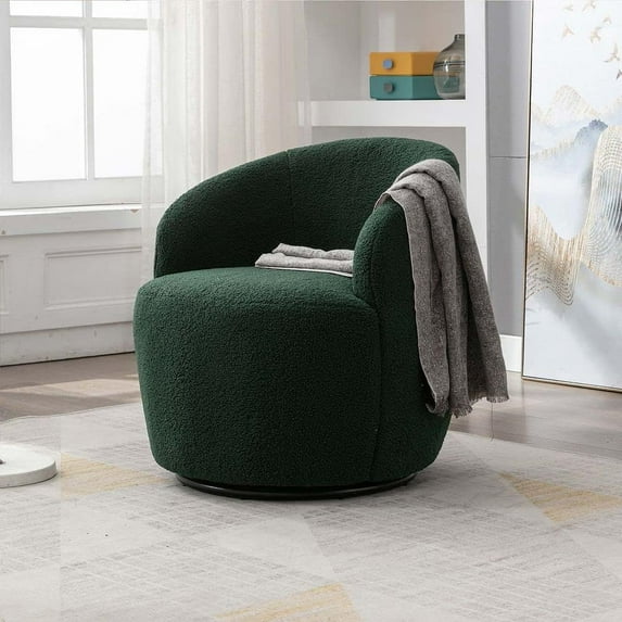 Sumdeal Club Swivel Barrel Chair Chair, Round Accent Sofa Chair, Modern Leisure Arm Chair for Nursery, Living Room, Hotel, Bedroom, Office, Green