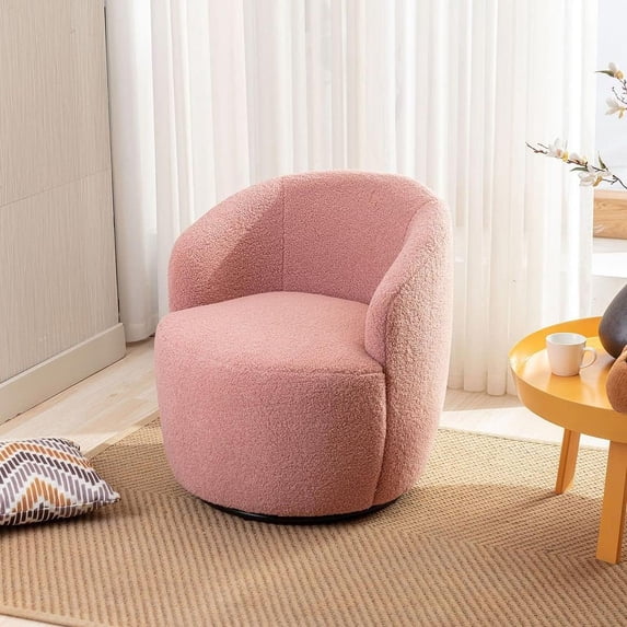 Sumdeal Club Swivel Barrel Chair Chair, Round Accent Sofa Chair, Modern Leisure Arm Chair for Nursery, Living Room, Hotel, Bedroom, Office, Pink