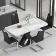 thumbnail image 1 of Sumdeal Dining Table Set for 4,Dining Room Table Set 63" Faux White Top Marble Dining Table with 4 Silver leg Black Chairs, Kitchen Dining Table and Chairs Set of 4, Modern Dining Set for Dinner, 1 of 9