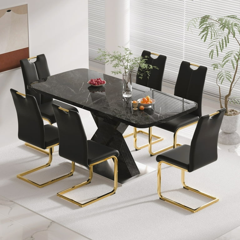Toronto Fantastic Furniture Seater Dining Table Novara Black Top