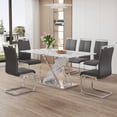 thumbnail image 1 of Sumdeal Dining Table Set for 6,Dining Room Table Set 63" Faux Marble Dining Table with 6 Chairs, Kitchen Dining Table and Chairs Set of 6, 7 Piece Modern Dining Set for Dinner Party,Gray, 1 of 9