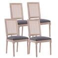 thumbnail image 1 of Sumdeal French Country Dining Chairs Set of 4, Farmhouse Dining Chairs with Square Backrest, Upholstered Rattan Dining Chair with Solid Wood Leg for Dining Room Bedroom Kitchen Restaurant, 1 of 6