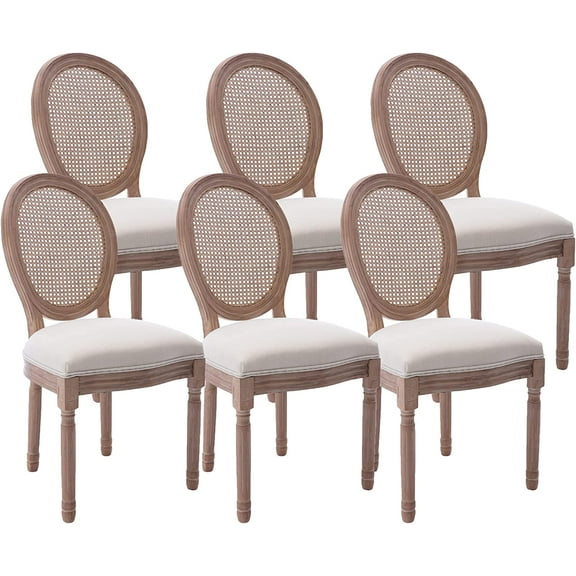 Sumdeal French Dining Chairs Set, Upholstered Vintage Farmhouse Chair,Mid Century Fabric Chair with Solid rubberwood Leg for Dining Room Bedroom Kitchen Restaurant