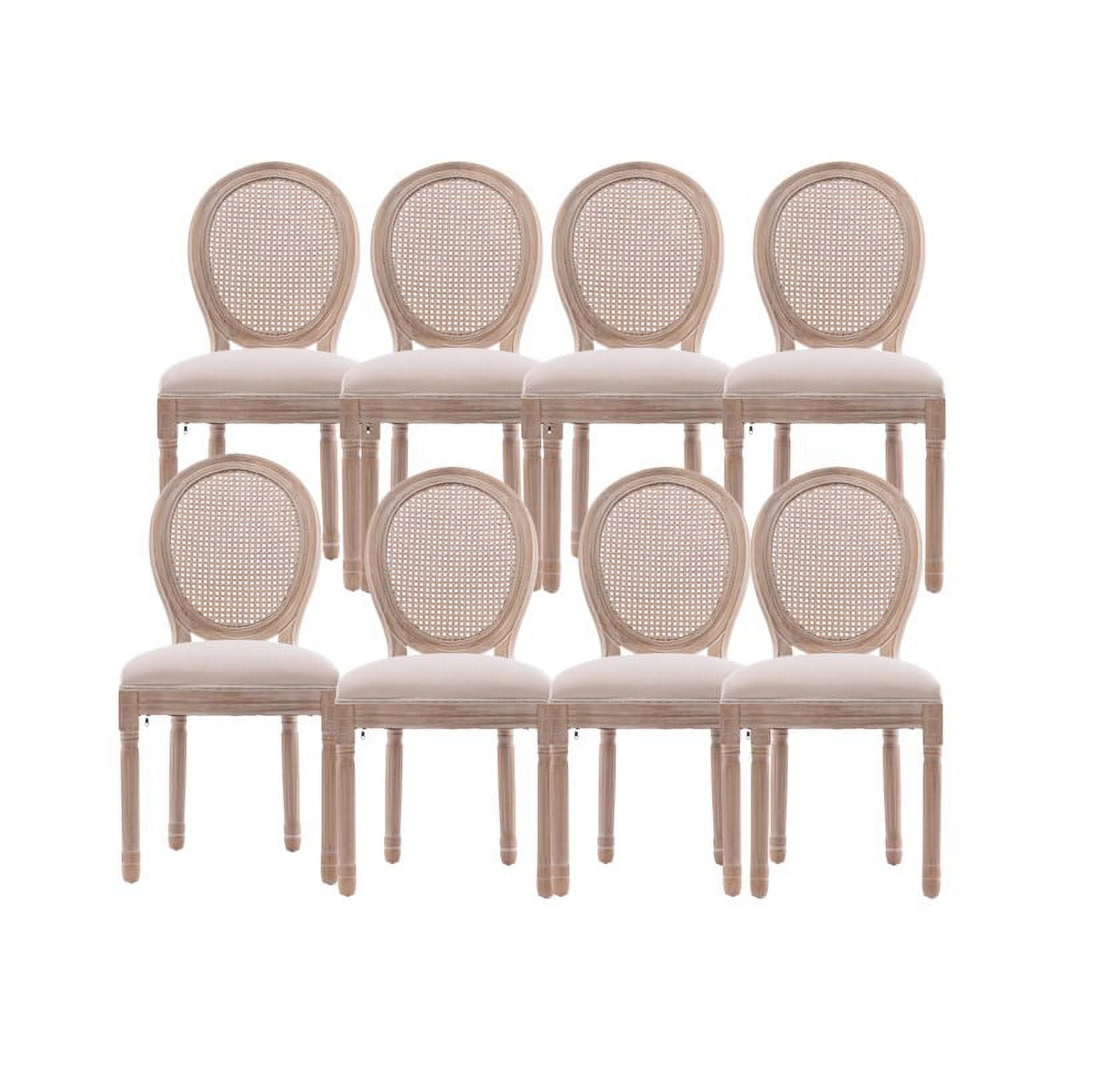 Sumdeal French Dining Chairs Set, Upholstered Vintage Farmhouse Chair,Mid Century Fabric Chair with Solid rubberwood Leg for Dining Room Bedroom Kitchen Restaurant