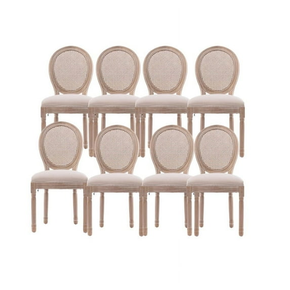 Sumdeal French Dining Chairs Set, Upholstered Vintage Farmhouse Chair,Mid Century Fabric Chair with Solid rubberwood Leg for Dining Room Bedroom Kitchen Restaurant