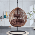 thumbnail image 1 of Sumdeal Hammock Chair Egg Swing Chair with Soft Cushions, UV-Resistant, 300lbs Load Capacity, Perfect for Patio, Garden, and Living Room Spaces,Brown,SW010, 1 of 7