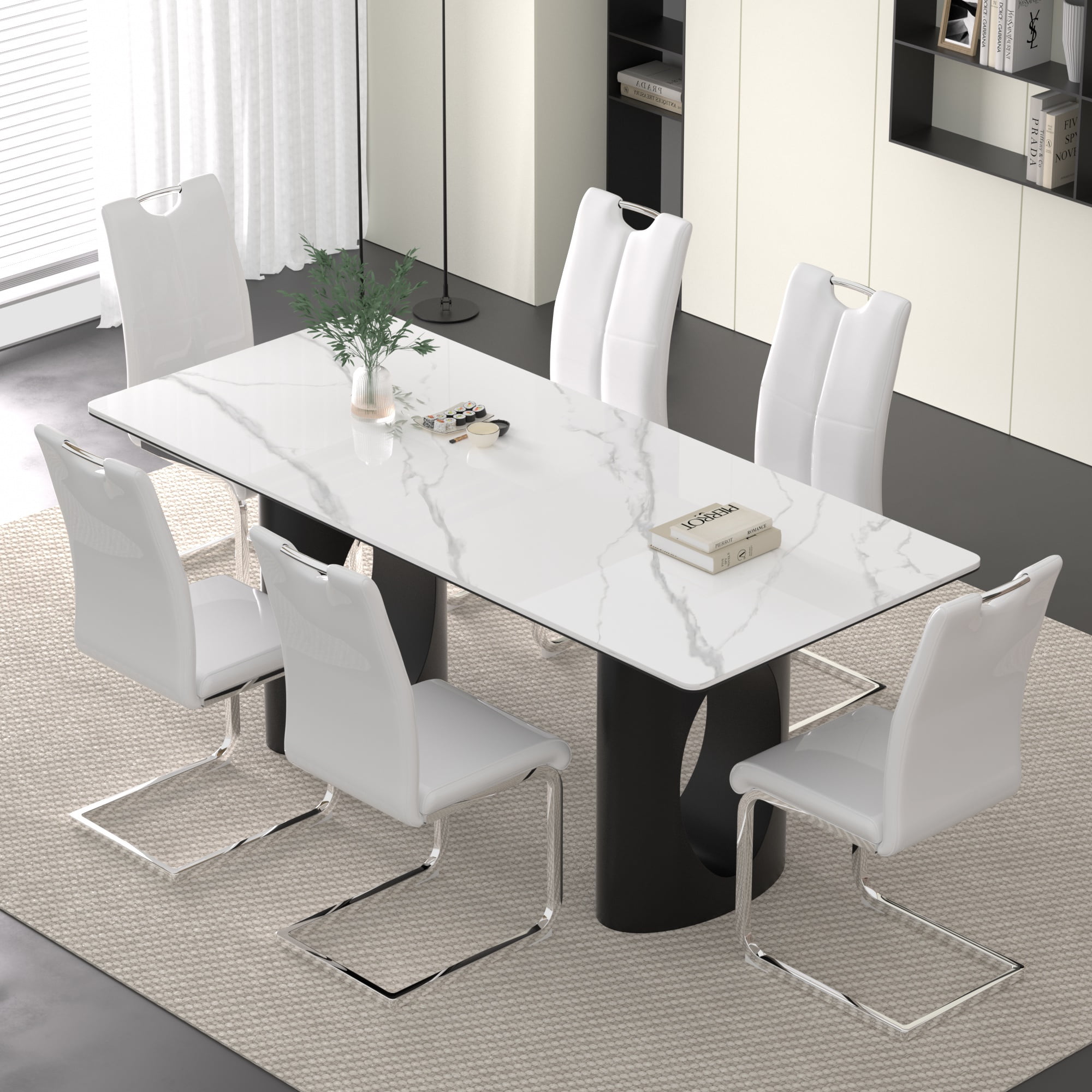 Sumdeal Luxurious Modern Dining Table Sets for 6: Sintered Stone Table ...