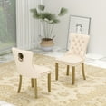 thumbnail image 1 of Sumdeal Mid-Century Modern Dining Chairs with Lion Head Pull Ring - High-End Tufted Velvet Upholstered Accent Chairs with Golden Legs & Nailhead Trim,Beige,Set of 2, 1 of 8