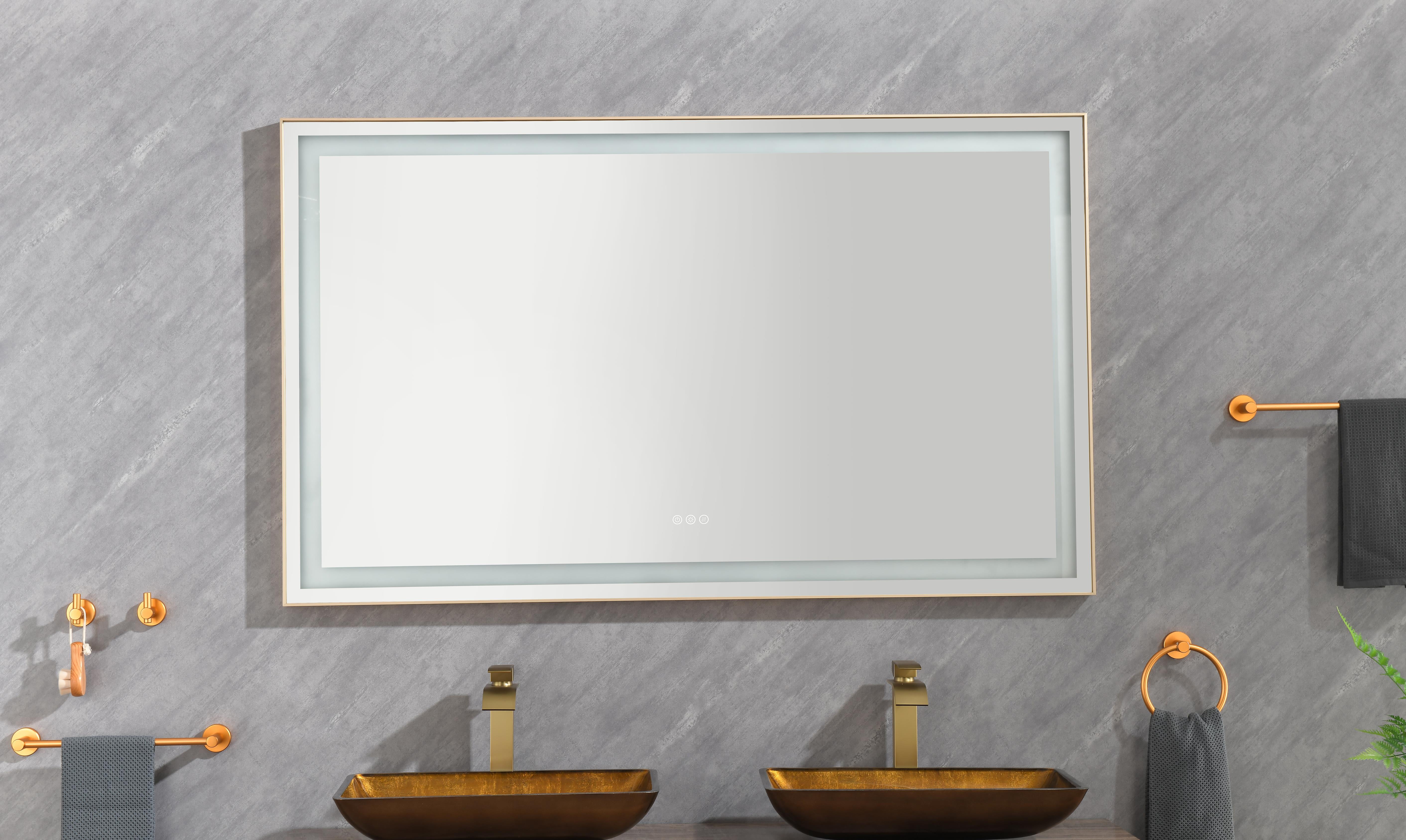 Sumdeal Mirror Wall Mirror 60"X36" Rectangular Aluminum Framed Anti-Fog ...