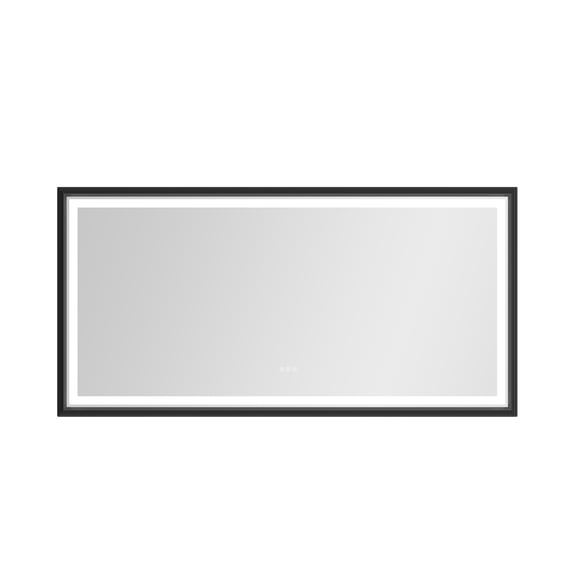 Sumdeal Mirror Wall Mirror 72"X36" Rectangular Aluminum Framed Anti-Fog LED Lighted Wall Bathroom Vanity Mirror with Lights,Black