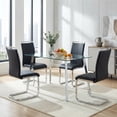 thumbnail image 1 of Sumdeal Modern 5-Piece Dining Table and Chair Set, 51-inch Glass Dining Table and High-Back PU Leather Dining Chairs, Minimalist Kitchen/Dining Room Furniture Set, Metal Table and Chair Legs, 1 of 9