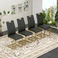 thumbnail image 1 of Sumdeal Modern Black Pu Leather Dining Chair Set with Golden C-shaped Metal Legs,Set of 4, 1 of 7