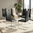 thumbnail image 1 of Sumdeal Modern Black Pu Leather Dining Chair Set with Silver C-shaped Metal Legs,Set of 6, 1 of 8