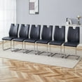 thumbnail image 1 of Sumdeal Modern Black Pu Leather Dining Chair Set with Silver C-shaped Metal Legs,Set of 6, 1 of 6