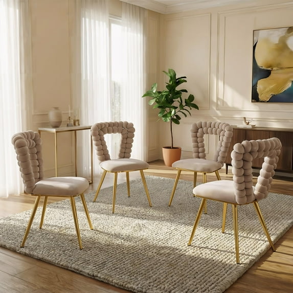 Sumdeal Modern Dining Chair Sets, 2/4/6-Piece Sets,Fabric Upholstered Chairs, Gold Iron Legs, Soft Seats, Ergonomic Backrest Support, Suitable for Dining Rooms, Living Rooms, Cafes, and Offices