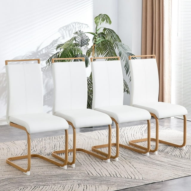 Sumdeal Modern Dining Chairs Set of 4,Modern Dining Chairs with C-Shape Metal frame leg with High Density Sponge Leather,Dining Chairs for Dining Room,Kitchen,Living Room