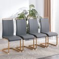 thumbnail image 1 of Sumdeal Modern Dining Chairs Set of 4,Modern Dining Chairs with Metal frame leg with High Density Sponge Leather,Dining Chairs for Dining Room,Kitchen,Living Room,Gray with Cooper Leg, 1 of 9