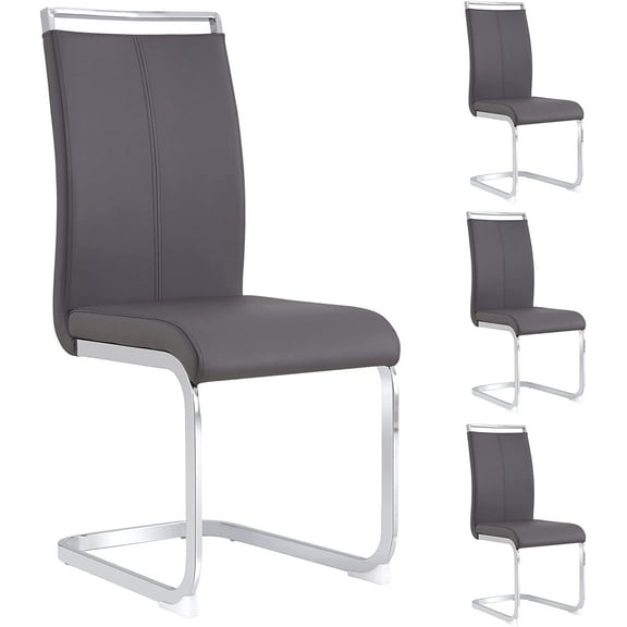 Sumdeal Modern Dining Chairs Set of 4,Modern Dining Chairs with Metal frame leg with High Density Sponge Leather,Dining Chairs for Dining Room,Kitchen,Living Room,Gray