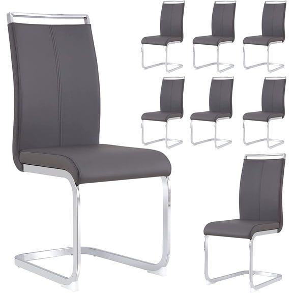 Sumdeal Modern Dining Chairs Set of 6,Modern Dining Chairs with Metal frame leg with High Density Sponge Leather,Dining Chairs for Dining Room,Kitchen,Living Room,Gray