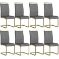 thumbnail image 1 of Sumdeal Modern Dining Chairs Set of 8,Modern Dining Chairs with Metal frame leg with High Density Sponge Leather,Dining Chairs for Dining Room,Kitchen,Living Room,Gray+Golden Legs, 1 of 7