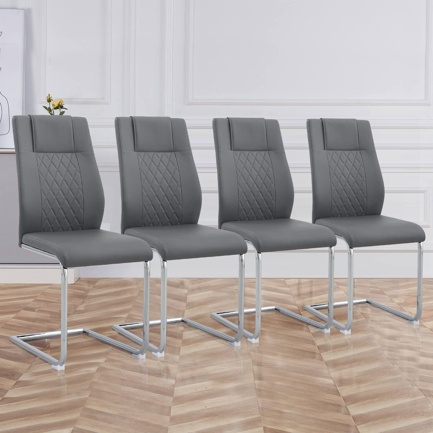 Sumdeal Modern Dining Chairs Set Of 4 Metal Kitchen Chairs With Sumdeal Modern Dining Chairs Set Of 4 Metal Kitchen Chairs With Leather Padded Seat High Back Modern Dining Chairs Set Of 4 Gray E4ce7a52 7256 481a B7a3 A71bc0dc099a.c36a6e7abcc2e77ba002df1234a76902