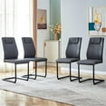 thumbnail image 1 of Sumdeal Modern Dining Chairs Set of 4 ,Metal Kitchen Chairs with PU Leather Padded Seat High Back ,4 Gray Chairs with Black Leg, 1 of 6