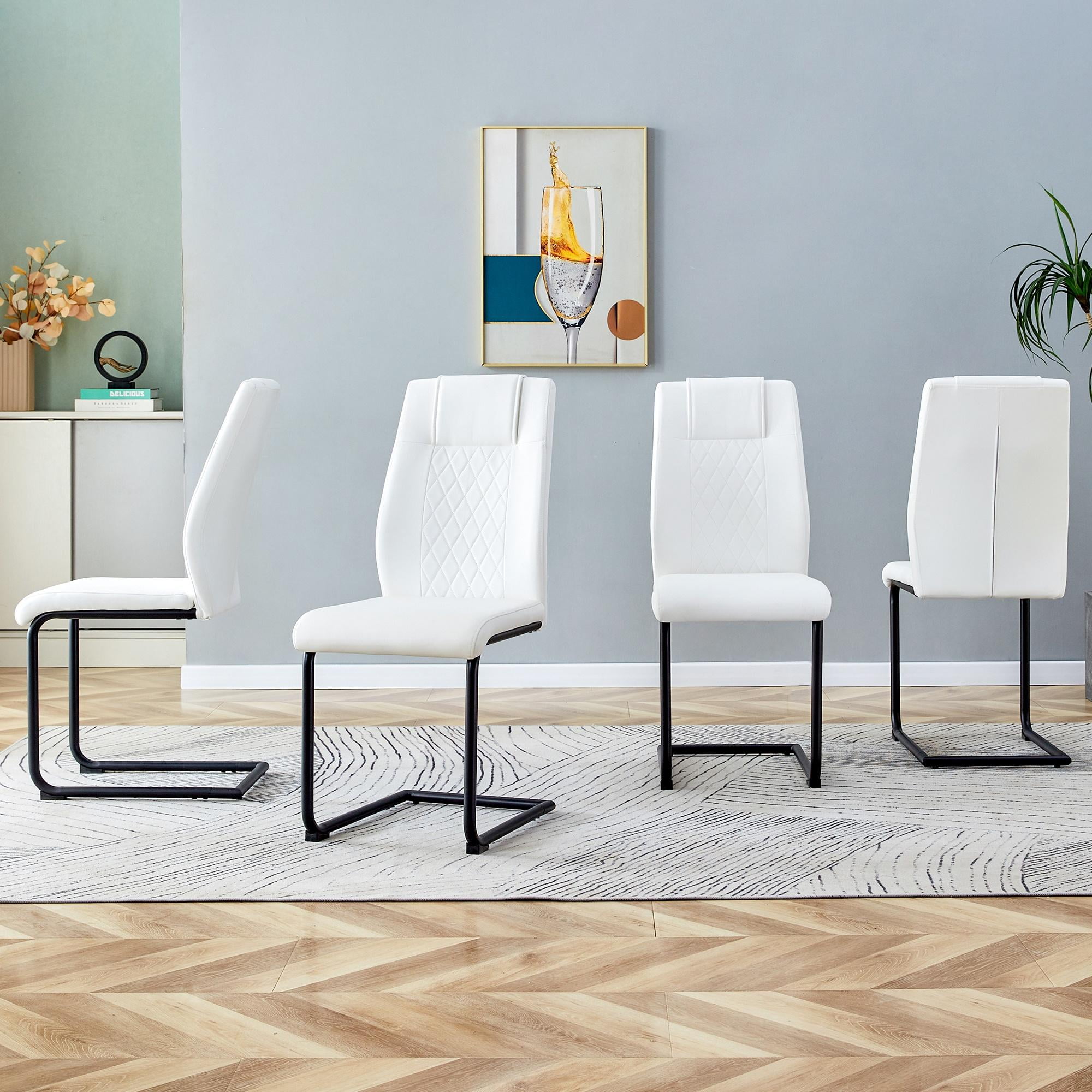 Sumdeal Modern Dining Chairs Set Of 4 Metal Kitchen Chairs With PU Sumdeal Modern Dining Chairs Set Of 4 Metal Kitchen Chairs With PU Leather Padded Seat High Back 4 White Chairs With Black Leg 28dd48da 9755 4540 9e12 Dae0fa7eef8c.43cfd370f1140c77885964737d8feff9
