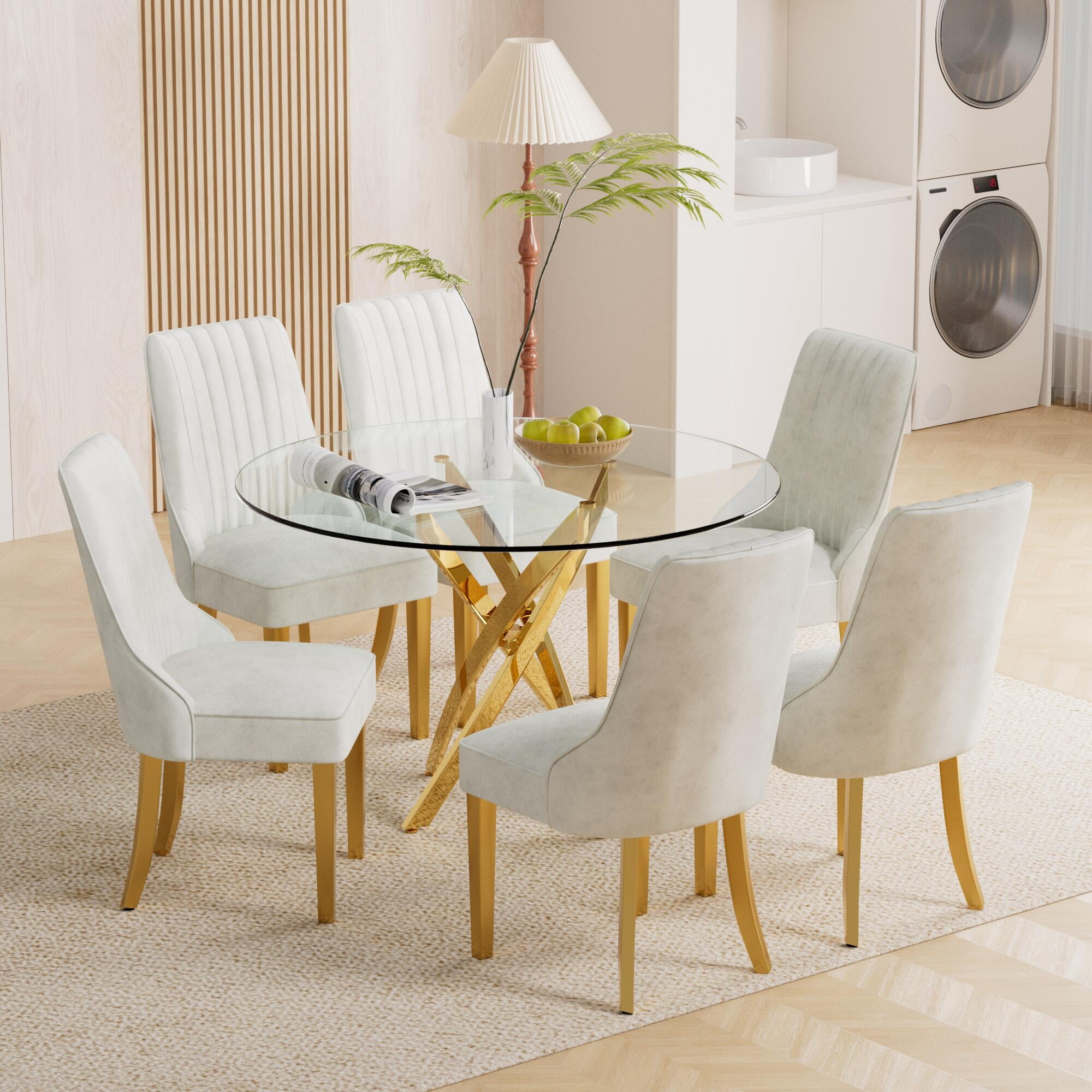 Sumdeal Modern Elegance Glass Dining Table Room Set: Tempered Glass ...