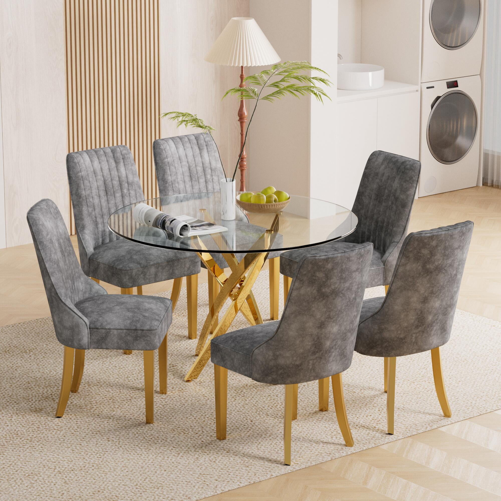 Sumdeal Modern Elegance Glass Dining Table Room Set: Tempered Glass ...