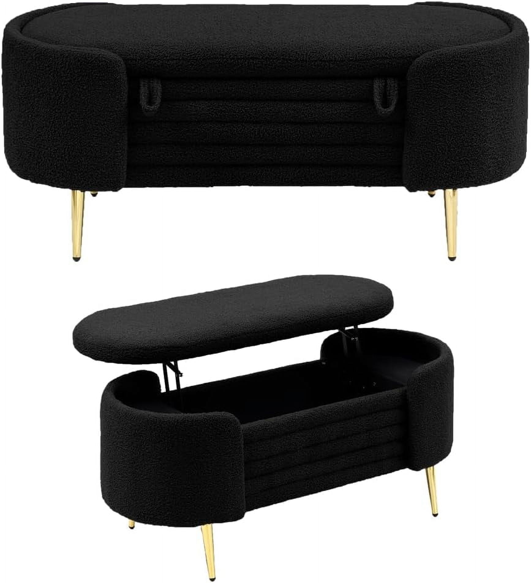 Sumdeal Modern End of Bed Bench with Storage Upholstered Sherpa Fabric ...