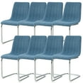 thumbnail image 1 of Sumdeal Modern Flannelette Simple Light Luxury Dining Chair with C-shape Metal Leg,Blue,Set of 8, 1 of 5