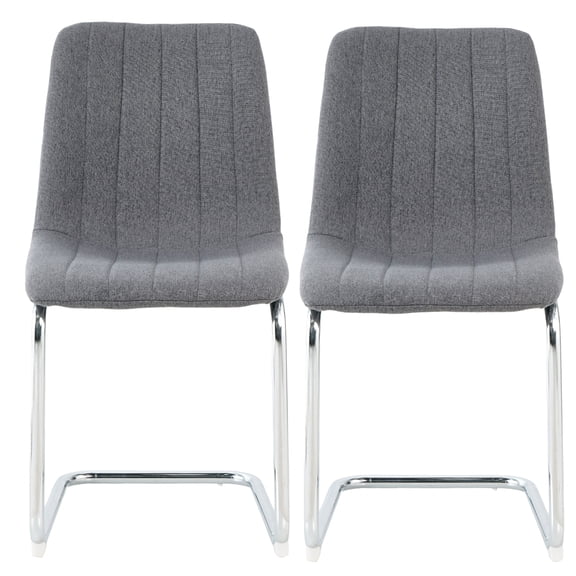 Sumdeal Modern Flannelette Simple Light Luxury Dining Chair with C-shape Metal Leg,Gray,Set of 2