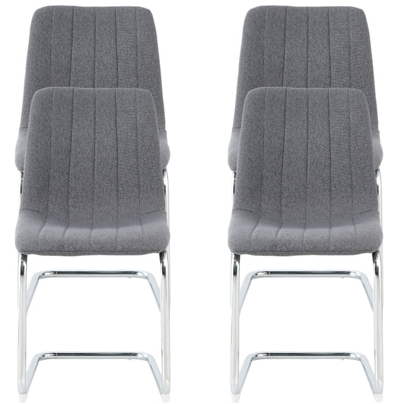 Sumdeal Modern Flannelette Simple Light Luxury Dining Chair with C-shape Metal Leg,Gray,Set of 4