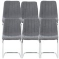 thumbnail image 1 of Sumdeal Modern Flannelette Simple Light Luxury Dining Chair with C-shape Metal Leg,Gray,Set of 6, 1 of 6