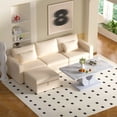 thumbnail image 1 of Sumdeal Modern Luxury Living Room Set,47" Imitation Marble Coffee Table with 5 pieces of Velvet Sectional Sofa Set,Gray Coffee Table and Cream Sofa Set, 1 of 1