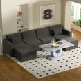 thumbnail image 1 of Sumdeal Modern Luxury Living Room Set,47" Imitation Marble Coffee Table with 6 pieces of Velvet Sectional Sofa Set,Gray Coffee Table and Gray Sofa Set, 1 of 7