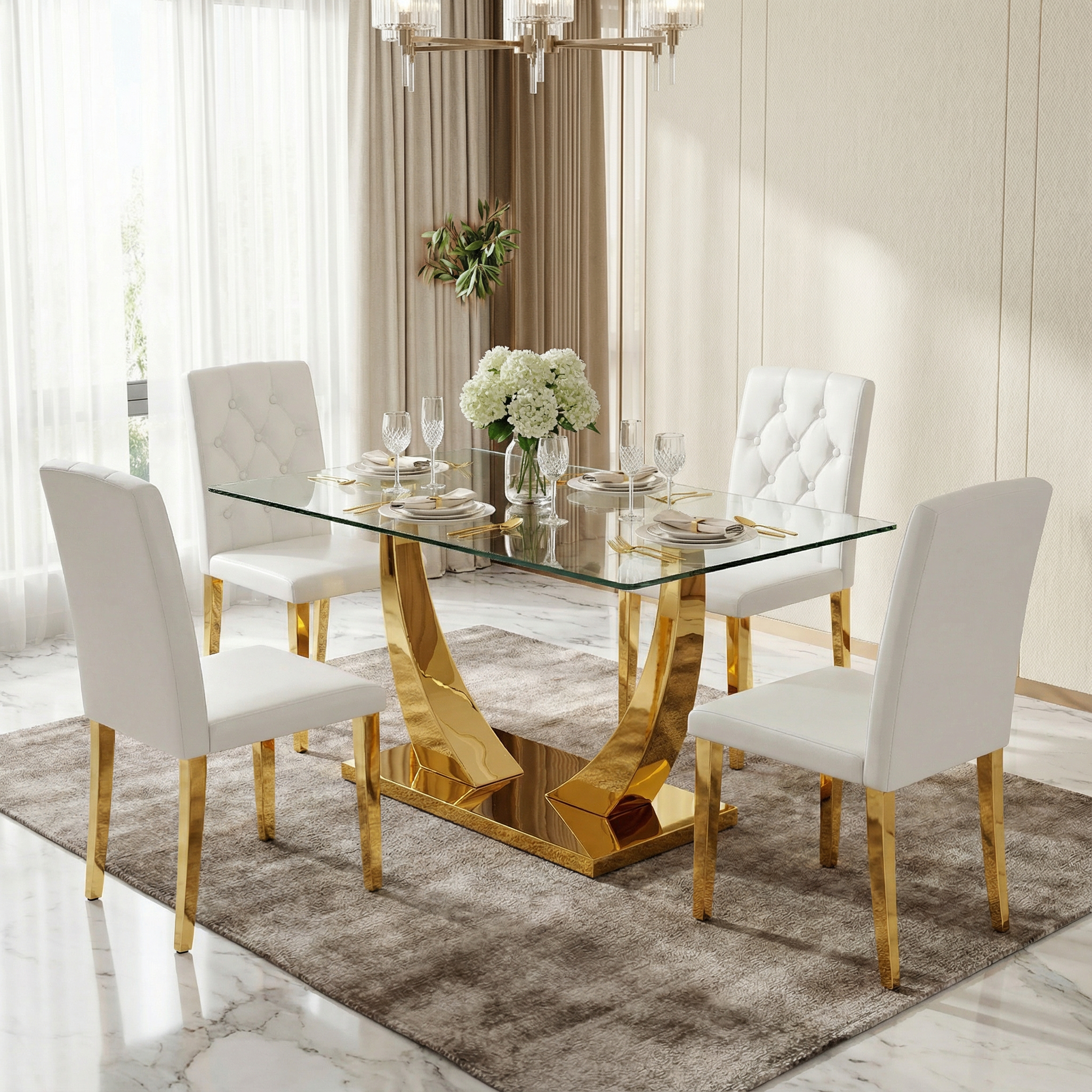 Sumdeal Modern Minimalist Dining Table and Chair Set: 6-8 Person ...