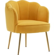 Sumdeal Modern Velvet Accent Barrel Chairs for Living Room,Shell Shape Chairs Comfy Upholstered Vanity Chairs Dining Chairs with Golden Metal Legs Desk Chair Makeup Chairs for Bedroom Yellow