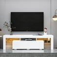 thumbnail image 1 of Sumdeal TV Stand Cabinet for Living Room up to 70 Inch TV, Entertainment Center with 16 Color LED Light, TV Stand High Gloss TV Console Table for Living Room, White, 1 of 7