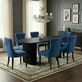 thumbnail image 1 of Sumdeal's 5- or 7-piece modern dining set includes a black woodgrain MDF dining table and 4 or 6 velvet high-back chairs, perfect for dining rooms, kitchens, and home decor., 1 of 8